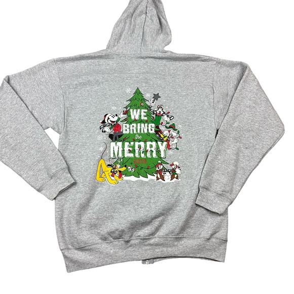 Disneyland Resorts Gray Full Zip Graphic Print We Bring the Merry Fleece Jacket - Picture 1 of 7